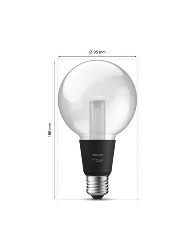 Bombilla inteligente LED Globo G95 E27, LIGHTGUIDE, con tubo interior brillante 2000K-6500K +color