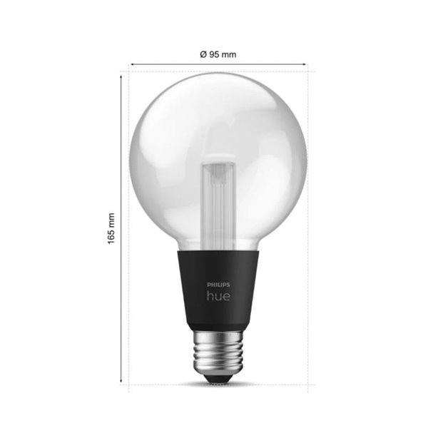 Bombilla inteligente LED Globo G95 E27, LIGHTGUIDE, con tubo interior brillante 2000K-6500K +color
