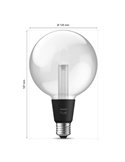 Grande ampoule intelligente G125 E27 Globe LED, LIGHTGUIDE, avec chambre à air lumineuse 2000K-6500K + couleur
