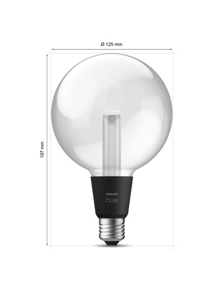 Lâmpada inteligente grande G125 E27 Globe LED, LIGHTGUIDE, com tubo interno brilhante 2000K-6500K +cor