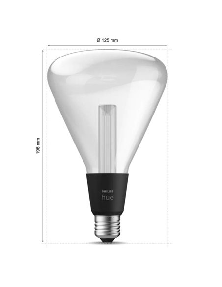 Bombilla inteligente LED Triangular Ø125mm E27, LIGHTGUIDE, con tubo interior brillante 2000K-6500K +color
