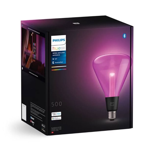 Bombilla inteligente LED Triangular Ø125mm E27, LIGHTGUIDE, con tubo interior brillante 2000K-6500K +color