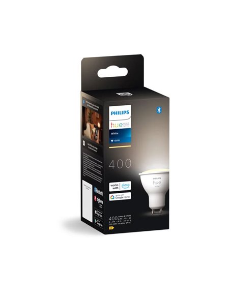 Ampoule intelligente HueW LED, GU10, BLANCHE, 4,2W 400Lm 2700K