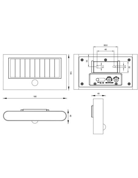 Aplique de Pared RAMOS Solar con Sensor de Movimiento | LeonLeds
