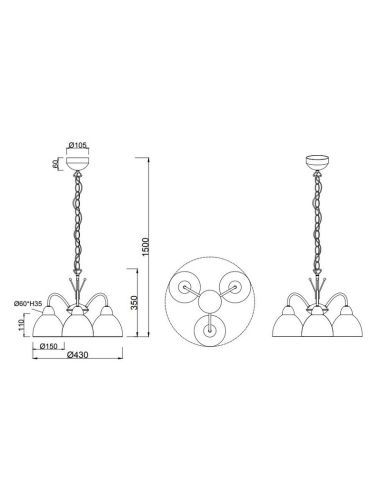 Candeeiro de teto 3 abajures estilo...