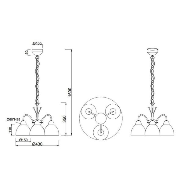 Plafonnier 3 abat-jour Style...