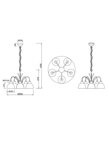 Candeeiro de teto 5 abajures de vidro...