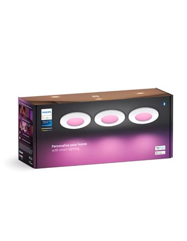 Pack de 3 Downlight empotrable inteligente LED Hue WACA Slim, blanco 90mm, regulable, 8,3W 1000Lm, 2000 - 6500 Hue White Color A