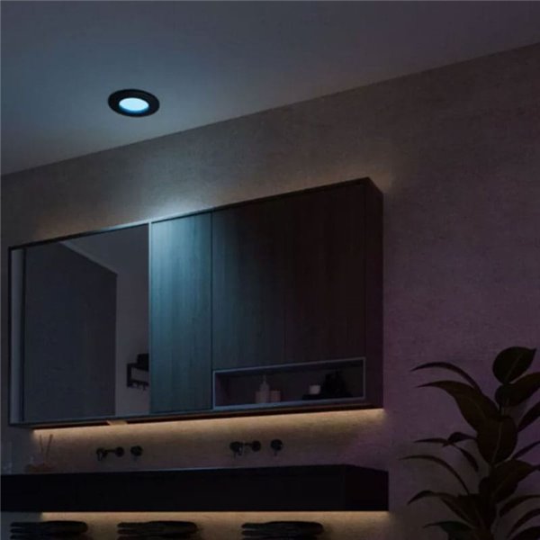 Downlight empotrable inteligente LED Hue WACA Slim, negro 90mm, regulable, 8,3W 1000Lm, 2000 - 6500 Hue White Color Ambiance