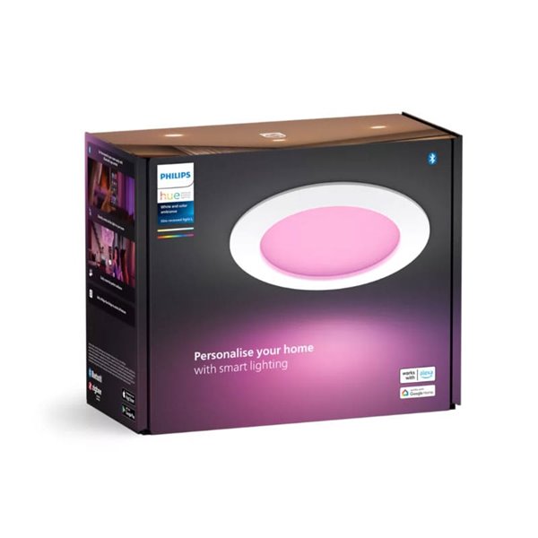 Downlight empotrable inteligente LED 170mm Hue WACA Slim, blanco, regulable, 12W 1500Lm, 2000 - 6500 Hue White Color Ambiance