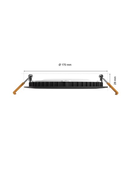 Downlight empotrable inteligente LED 170mm Hue WACA Slim, negro, regulable, 12W 1500Lm, 2000 - 6500 Hue White Color Ambiance