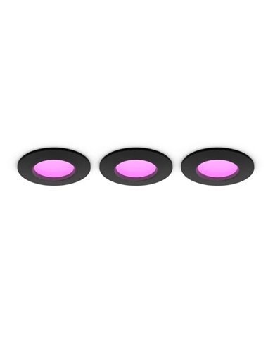 Pack de 3 Downlight empotrable inteligente LED Hue WACA Slim, negro 90mm, regulable, 8,3W 1000Lm, 2000 - 6500 Hue White Color Am