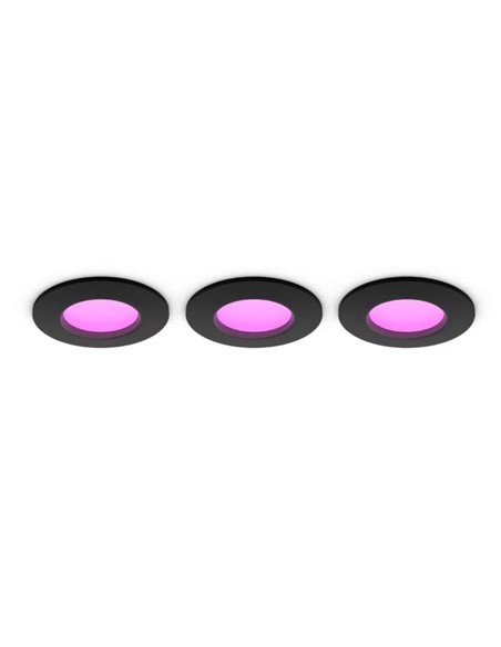 Pack de 3 Downlight empotrable inteligente LED Hue WACA Slim, negro 90mm, regulable, 8,3W 1000Lm, 2000 - 6500 Hue White Color Am