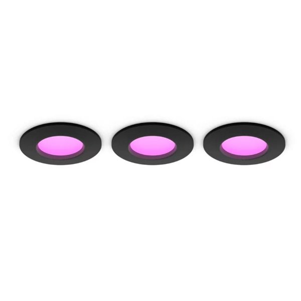 Pack de 3 Downlight empotrable inteligente LED Hue WACA Slim, negro 90mm, regulable, 8,3W 1000Lm, 2000 - 6500 Hue White Color Am