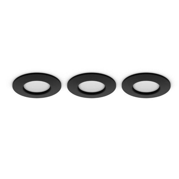 Pack de 3 Downlight empotrable inteligente LED Hue WACA Slim, negro 90mm, regulable, 8,3W 1000Lm, 2000 - 6500 Hue White Color Am