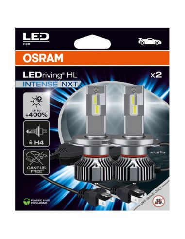 Ampoule LED H4 très puissante 12V + 400% de lumière en plus LEDriving® HL INTENSE NXT H4 Pack 2 Unités. 64193DWINN Osram