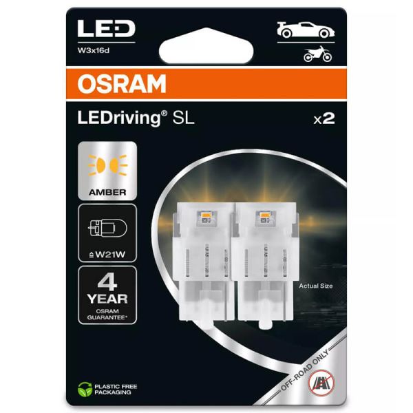 Bombillas LED W21W ambar W3x16d 12V Pack 2 Unidades 7505DYP-2BL LEDriving SL W21W Yellow