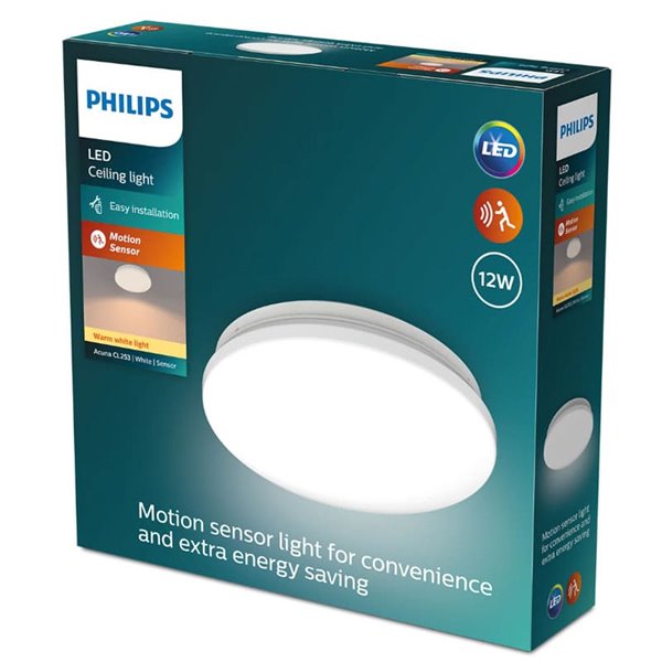 Plafón LED con sensor de movimiento ACUNA 12W, 2700K/4000K, blanco