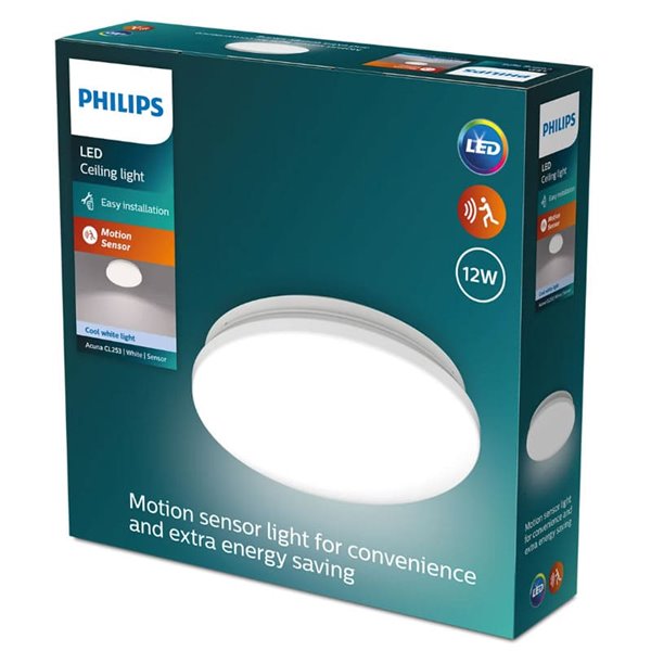 Plafón LED con sensor de movimiento ACUNA 12W, 2700K/4000K, blanco