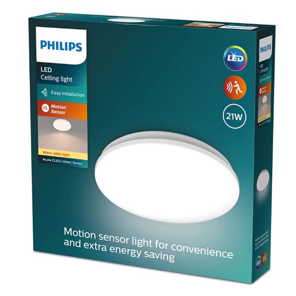 Plafonnier LED avec détecteur de mouvement ACUNA 21W, 2700K/4000K, blanc