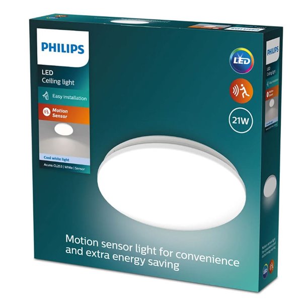 Plafón LED con sensor de movimiento ACUNA 21W, 2700K/4000K, blanco