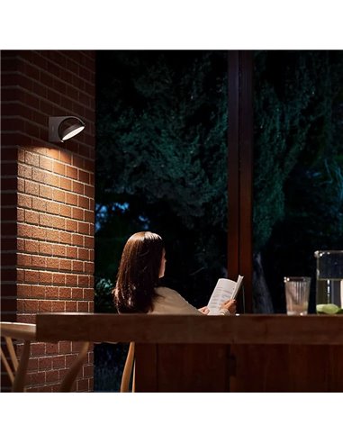 Aplique de exterior con diseño giratorio MIMOSA, antracita, estanco al agua, 7W 2700K/4000K 