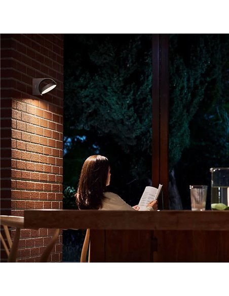 Aplique de exterior con diseño giratorio MIMOSA, antracita, estanco al agua, 7W 2700K/4000K 