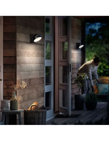 Aplique exterior MIMOSA com design giratório, antracite, à prova de água, 7W 2700K/4000K