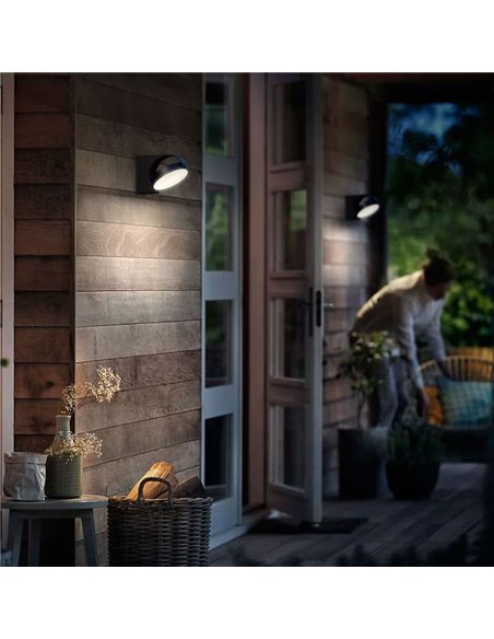 Aplique exterior MIMOSA com design giratório, antracite, à prova de água, 7W 2700K/4000K