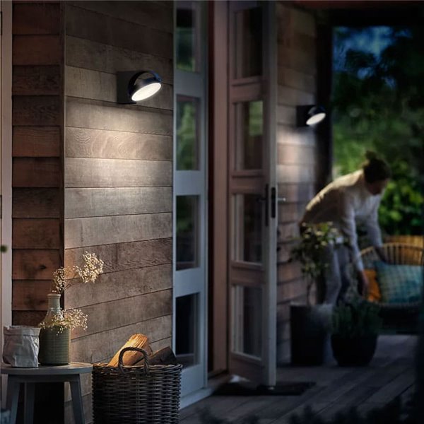 Aplique exterior MIMOSA com design giratório, antracite, à prova de água, 7W 2700K/4000K