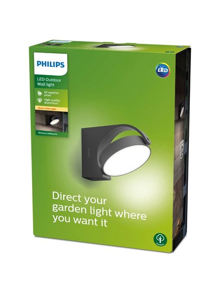 Aplique exterior MIMOSA com design giratório, antracite, à prova de água, 7W 2700K/4000K