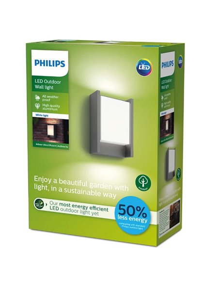 Aplique exterior ARBOR Ultra Efficient, antracite, estanque, 3,8W 3000K
