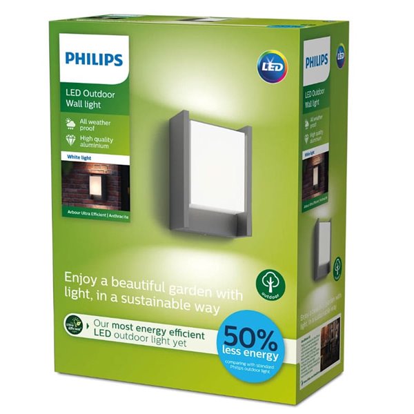 Aplique exterior ARBOR Ultra Efficient, antracite, estanque, 3,8W 3000K