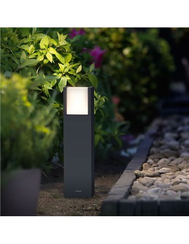 Baliza para caminos de exterior ARBOUR Ultra Eficiente, antracita estanco al agua, corto 41,5cm de altura, 3,8W 3000 K