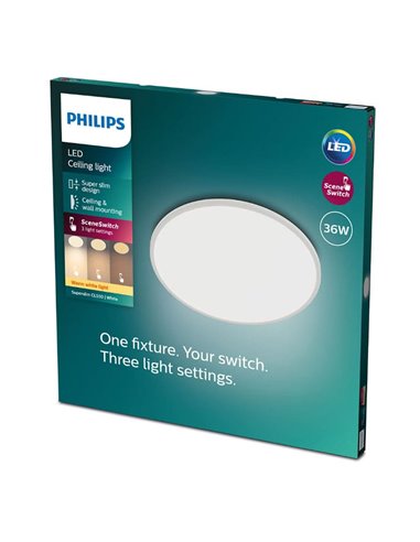 Plafonnier rond orientable SUPERSLIM 36W, blanc, 2700K SceneSwitch