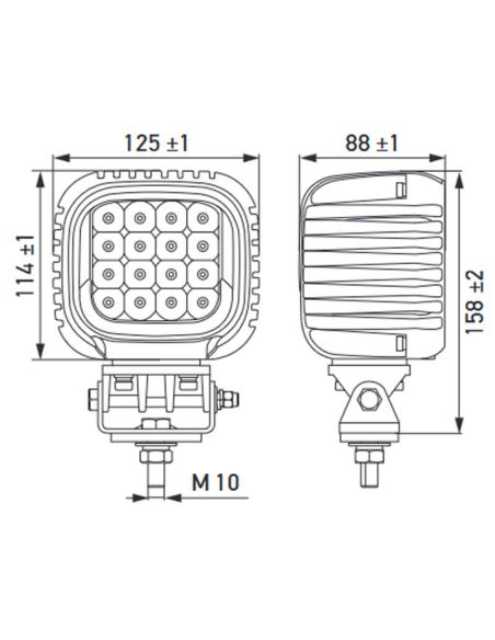 Medidas Faro LED Hella S5000 2.0 - 5000Lm largo alcance con Luz de Posición Blanca y Ámbar R148 1GA 357 109-231 Hella