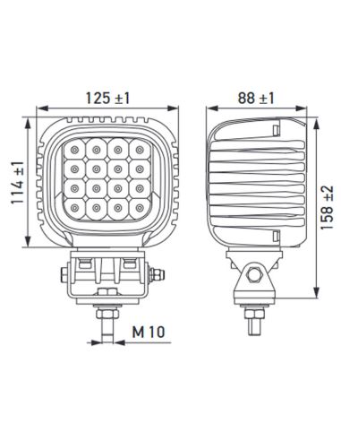 Medições Hella S5000 2.0 LED Work Light - 5000Lm com luz de posição branca e âmbar R148 1GA 357 109-221