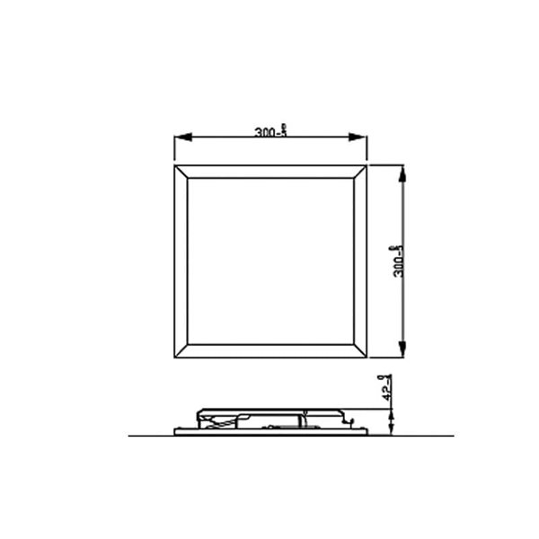 Plafon quadrado preto 12W CEILING, 2700K 1100Lm, regulável, 30cm