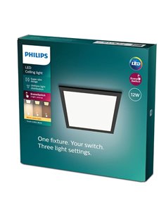 Plafon quadrado preto 12W CEILING, 2700K 1100Lm, regulável, 30cm 2