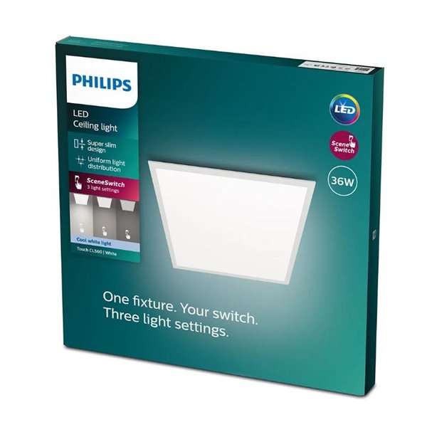 Plafonnier carré blanc 36W CEILING, 2700K 3300Lm/4000K 3600Lm, dimmable, 30cm