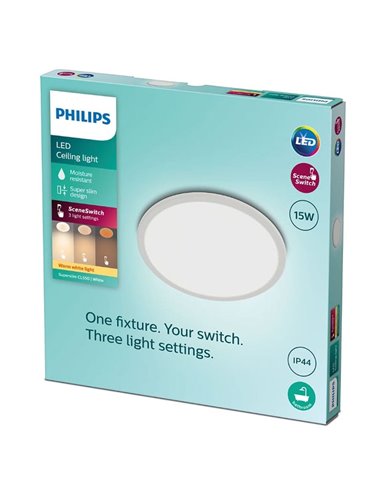Plafonnier rond SUPERSLIM 15W, dimmable, blanc, 2700K 1300Lm, IP44