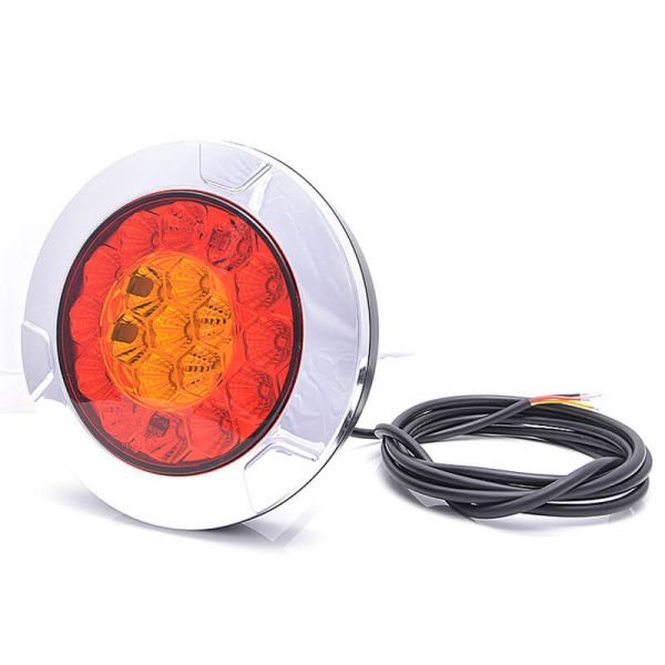 Piloto LED trasero cromado empotrable W131 Y 12V 24V Posición, Freno e Intermiente R10, R1Y, S1Y 2aY Was