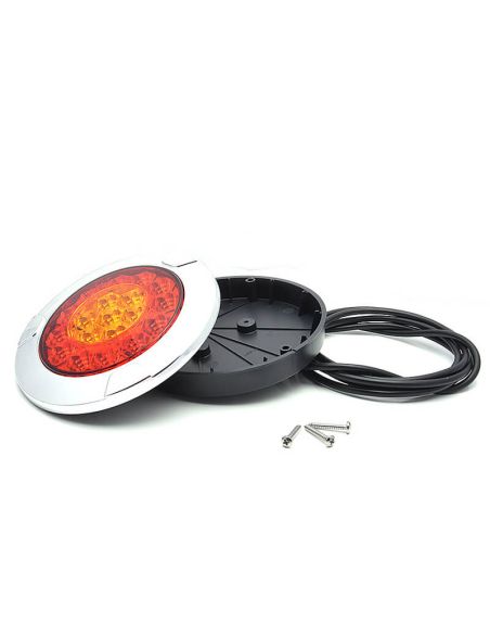 Piloto LED trasero cromado empotrable W131 Y 12V 24V Posición, Freno e Intermiente R10, R1Y, S1Y 2aY Was