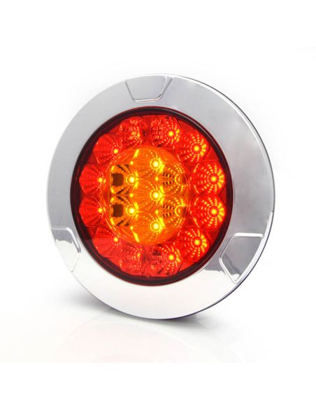 Feu arrière LED encastrable chromé W131 Y 12V 24V Position, Frein et Clignotants R10, R1Y, S1Y 2aY Was