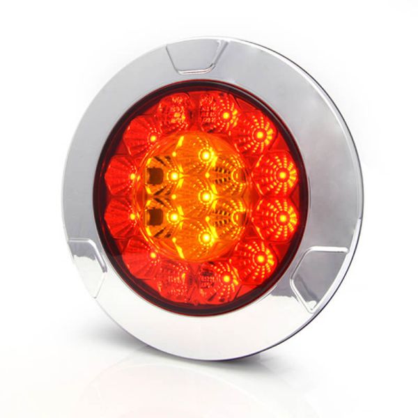 Luz traseira LED cromada embutida W131 Y 12V 24V Posição, freio e sinal de direção R10, R1Y, S1Y 2aY Was