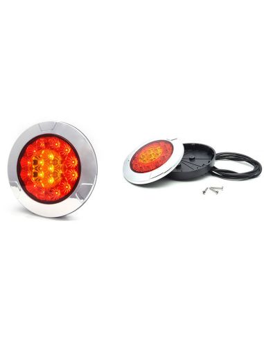 Feu arrière LED encastrable chromé W131 Y 12V 24V Position, Frein et Clignotants R10, R1Y, S1Y 2aY Was