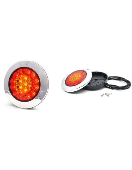 Feu arrière LED encastrable chromé W131 Y 12V 24V Position, Frein et Clignotants R10, R1Y, S1Y 2aY Was