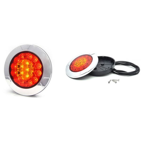 Piloto LED trasero cromado empotrable W131 Y 12V 24V Posición, Freno e Intermiente R10, R1Y, S1Y 2aY Was