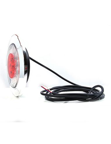 Piloto LED trasero redondo cromado empotrable W147 12V 24V Niebla y Marcha Atras R10 F, AR