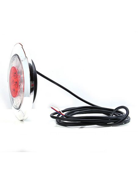 Piloto LED trasero redondo cromado empotrable W147 12V 24V Niebla y Marcha Atras R10 F, AR